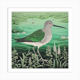 Ohara Koson Inspired Bird Painting Dunlin 2 Square Art Print