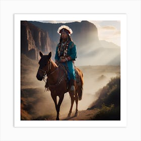 Indian Warrior On Horseback Art Print