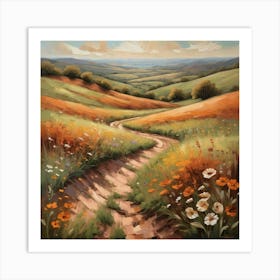 Nature Inspired Capturing A Meadow In Full Bloom Rolling Hills Art Print