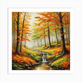 Forest In Autumn In Minimalist Style Square Composition 31 Art Print