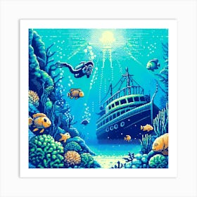 8-bit underwater scene 2 Art Print