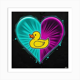 Duck In A Heart Art Print