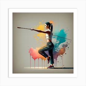 Girl With A Pole - Martial Arts - Bo Staff Art Print