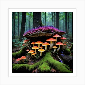 Magic in the Underwood Mushrooms In The Forest Art Print