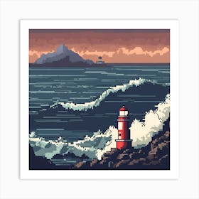 Pixel Lighthouse Art Print