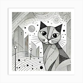 Duskridge City Cat Art Print