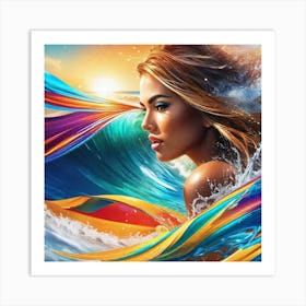 Girl In The Ocean Art Print