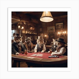 'Cats Playing Poker' Art Print