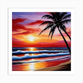 Sunset At The Beach 221 Art Print