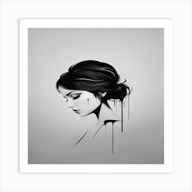 Girl With Dripping Hair Art Print