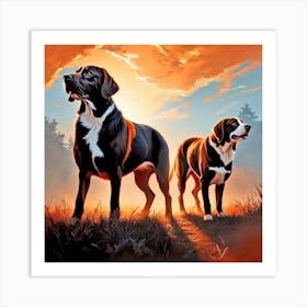 Bernese Mountain Dogs Art Print