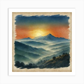 Sunrise Over The Mountains 1 Art Print