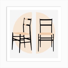 Superleggera Two Chairs In A Circle Art Print