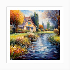 Palette Harmony: Impressionist Riverside Whirlwind Art Print