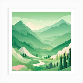 Misty mountains background in green tone 198 Art Print