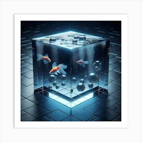 Goldfish In A Cube Art Print