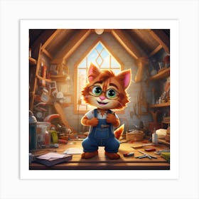 Cat In A Workshop Art Print