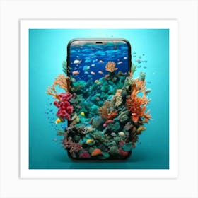 Firefly Vibrant Aquatic Smartphone Morphing Into Marine Life 72698 (2) Art Print