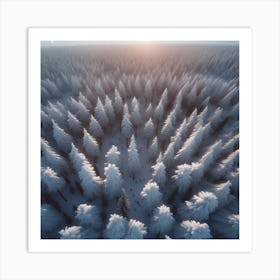 Winter Forest With Visible Horizon And Stars From Above Drone View Unreal Engine Greg Rutkowski (2) Art Print