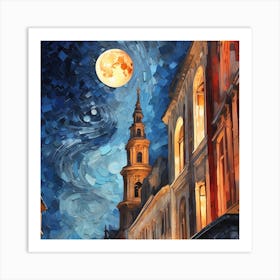 Moonlight In The City Art Print