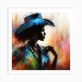Woman In Cowboy Hat Art Print