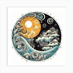 Great Wave Yin Yang 2 Art Print