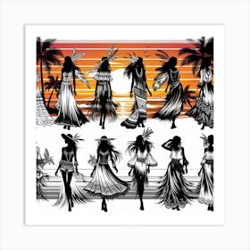 Women silhouettes 3 Art Print