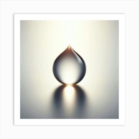 Elegant and Simple 3D Render of a Single Water Drop with a Shiny Surface and a Bright Background 1 Art Print