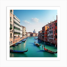 Gondolas on the Gran Canal in Venice, Italy. Art Print