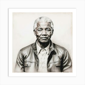 Chalk Painting Of Nelson Mandela Art Print