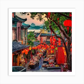 Chinese Market Art Print