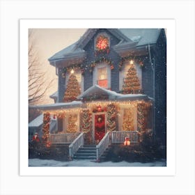 Christmas House Stock Videos & Royalty-Free Footage Art Print