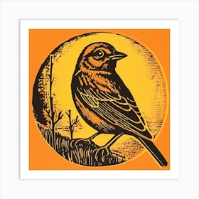 Retro Bird Lithograph Yellowhammer 2 Art Print