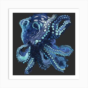 Splashy Octopus Square Art Print
