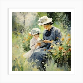 Mother And Daughter Reading 1 Art Print