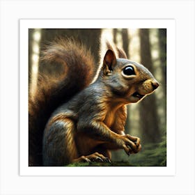 Squirrel In The Forest 82 Art Print