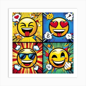 Set Of Emoji Art Print