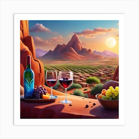 Wine And Grapes Art Print