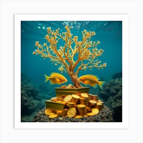 Gold Tree With Gold Coins 4 Art Print