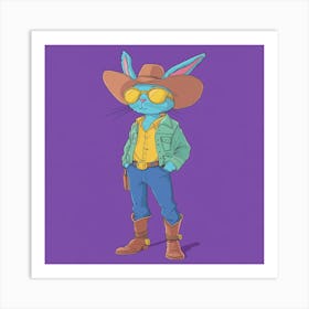 Creatai 24830 A Cartoon Style Anthropomorphic Blue Rabbit Sta C50643d2 D944 4a4b 80d8 A4b3f3eb5fde 0 Art Print