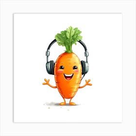 Carrot With Headphones Art Print