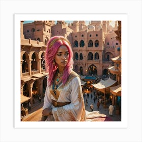 Pinky Girl In Arabia Art Print