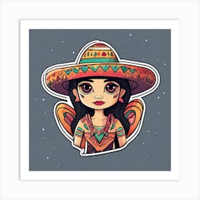 Mexico Sticker 2d Cute Fantasy Dreamy Vector Illustration 2d Flat Centered By Tim Burton Pr (2) Art Print