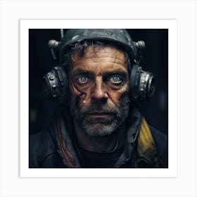 Man With Headphones 1 Art Print