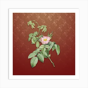 Vintage Apple Rose Botanical on Falu Red Pattern n.2398 Art Print