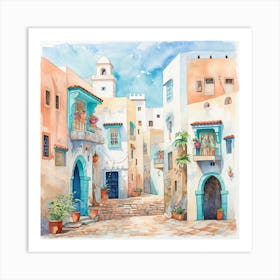 Watercolor Of The Old Town Art Print