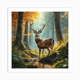 Deer In The Forest 133 Art Print