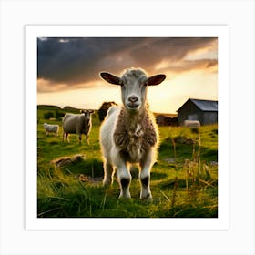 Grass Dairy Pasture Cattle Rural Rural Scene Green Goat Farm Grass Land Buck Eco Cute N Art Print