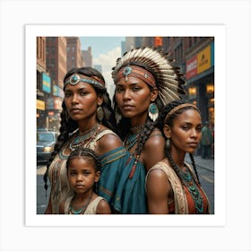 Three Indian Women In A City Art Print