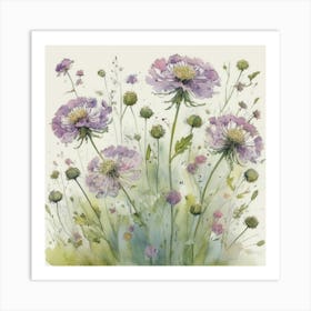 Cosmos flower plants painting art print Art Print